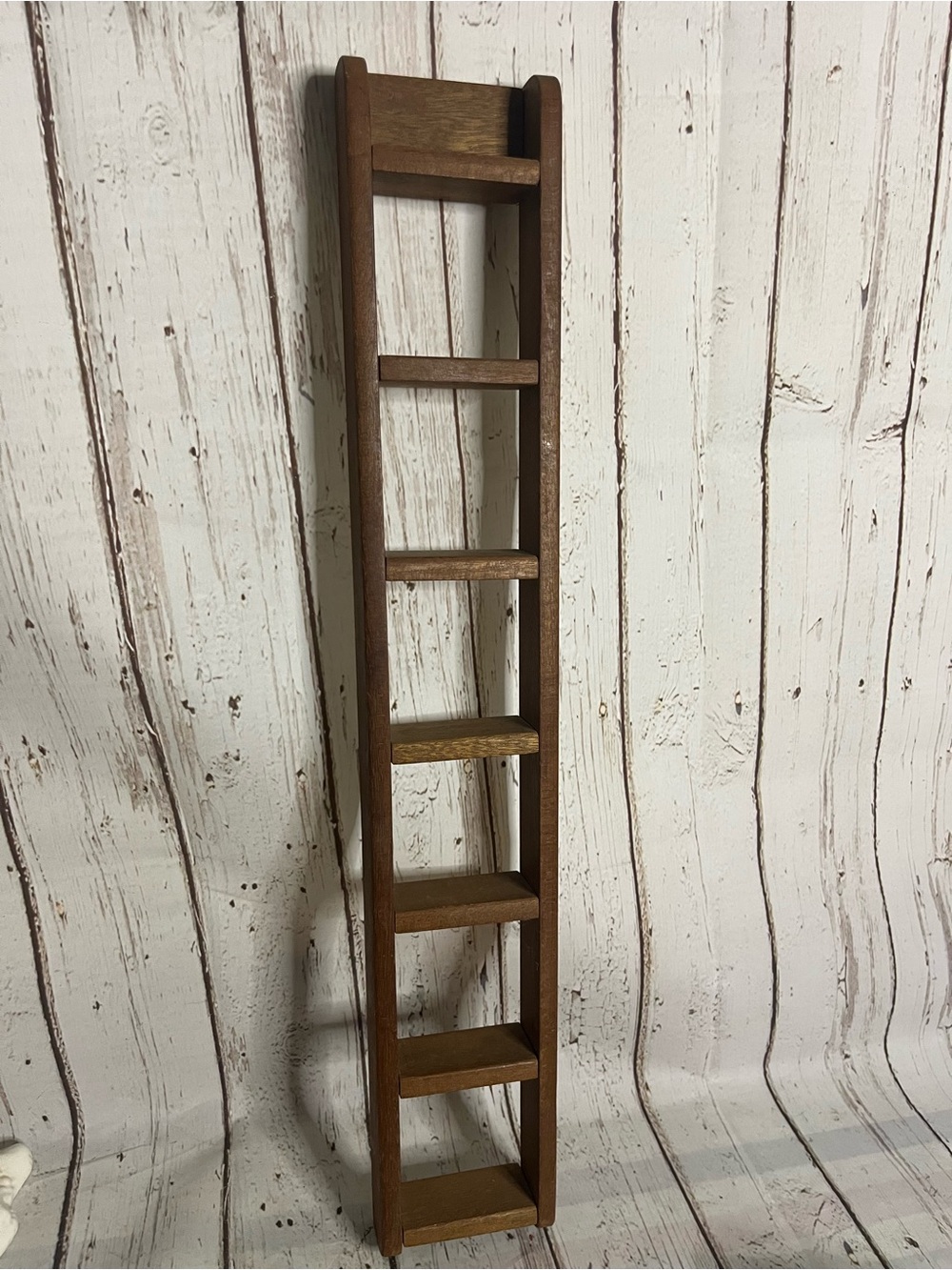 Vintage Wooden Wall Ladder Trinket Shelf Grandmacore Farmhouse